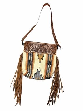 Western Fringe Crossbody Bag Tan Cream Woven Aztec Boho Purse AMERICAN DARLING